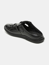 Load image into Gallery viewer, Teakwood Men's Real Leather Black Sandals