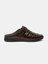 Load image into Gallery viewer, teakwood-mens-real-leather-black-sandals-1