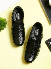 Load image into Gallery viewer, Teakwood Men's Real Leather Black Sandals