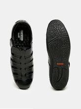 Load image into Gallery viewer, Teakwood Men's Real Leather Black Sandals