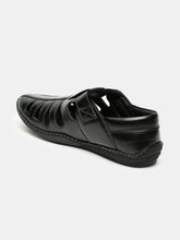 Load image into Gallery viewer, teakwood-mens-real-leather-black-sandals-3