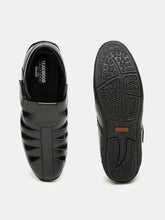 Load image into Gallery viewer, Teakwood Men's Real Leather Black Sandals