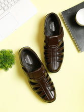 Load image into Gallery viewer, teakwood-mens-real-leather-brown-sandals-1