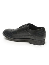 Load image into Gallery viewer, Men Black Solid Leather Round Toe Formal Derbys