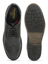 Load image into Gallery viewer, Men Black Solid Leather Round Toe Formal Derbys