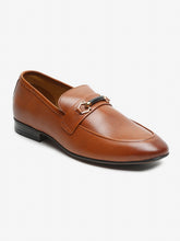 Load image into Gallery viewer, Men Tan Textured Genuine Leather Formal Slip-On Shoes