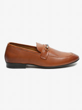 Load image into Gallery viewer, Men Tan Textured Genuine Leather Formal Slip-On Shoes