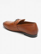 Load image into Gallery viewer, Men Tan Textured Genuine Leather Formal Slip-On Shoes
