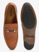 Load image into Gallery viewer, Men Tan Textured Genuine Leather Formal Slip-On Shoes