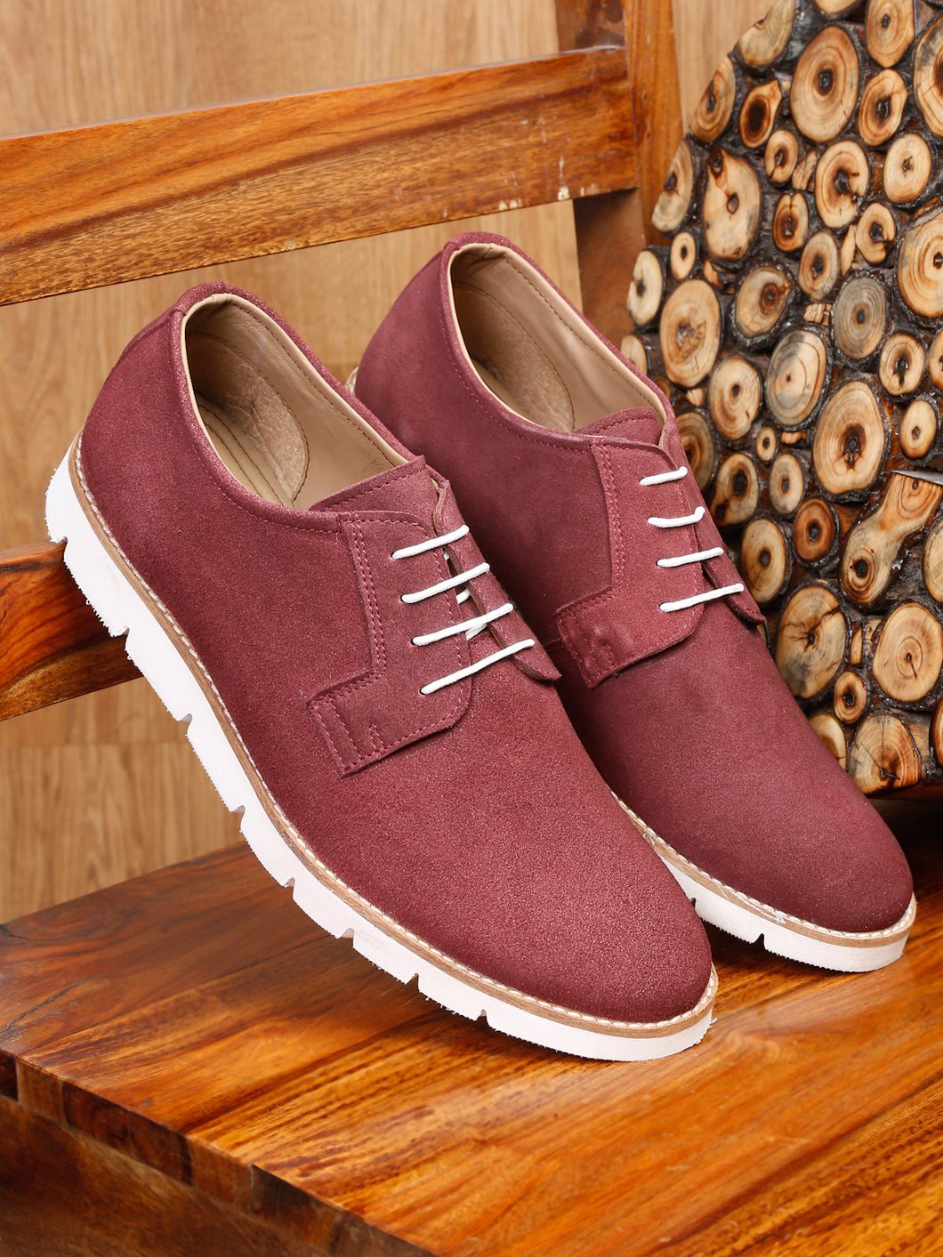 Teakwood Leather Men Solid Purple Round-Toe Casual Shoes