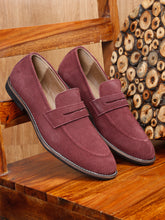 Load image into Gallery viewer, Teakwood Leather Men Solid Round-Toe Purple Loafers - Clearance sale