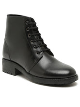 Load image into Gallery viewer, Women Black Solid Genuine Leather Mid-Top Laceup Boots