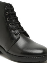 Load image into Gallery viewer, Women Black Solid Genuine Leather Mid-Top Laceup Boots
