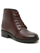 Load image into Gallery viewer, Women Brown Solid Genuine Leather Mid-Top Laceup Boots