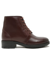 Load image into Gallery viewer, Women Brown Solid Genuine Leather Mid-Top Laceup Boots