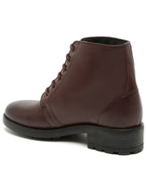 Load image into Gallery viewer, Women Brown Solid Genuine Leather Mid-Top Laceup Boots