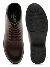 Load image into Gallery viewer, Women Brown Solid Genuine Leather Mid-Top Laceup Boots