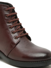 Load image into Gallery viewer, Women Brown Solid Genuine Leather Mid-Top Laceup Boots