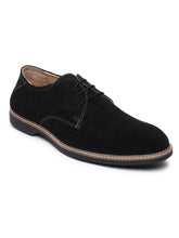 Load image into Gallery viewer, Teakwood Men Black Solid Round Toe Suede Derbys