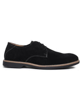 Load image into Gallery viewer, Teakwood Men Black Solid Round Toe Suede Derbys