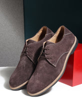 Load image into Gallery viewer, Teakwood Men Brown Solid Round Toe Suede Derbys