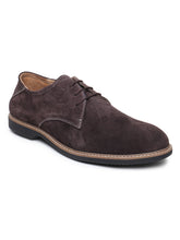 Load image into Gallery viewer, Teakwood Men Brown Solid Round Toe Suede Derbys