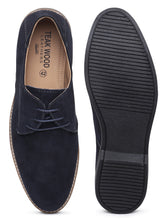 Load image into Gallery viewer, Teakwood Men Blue Solid Round Toe Suede Derbys