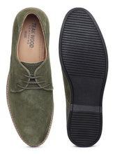 Load image into Gallery viewer, Teakwood Men Olive Solid Round Toe Suede Derbys