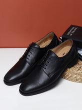 Load image into Gallery viewer, Teakwood Genuine Leather Black Derby Formal Shoes