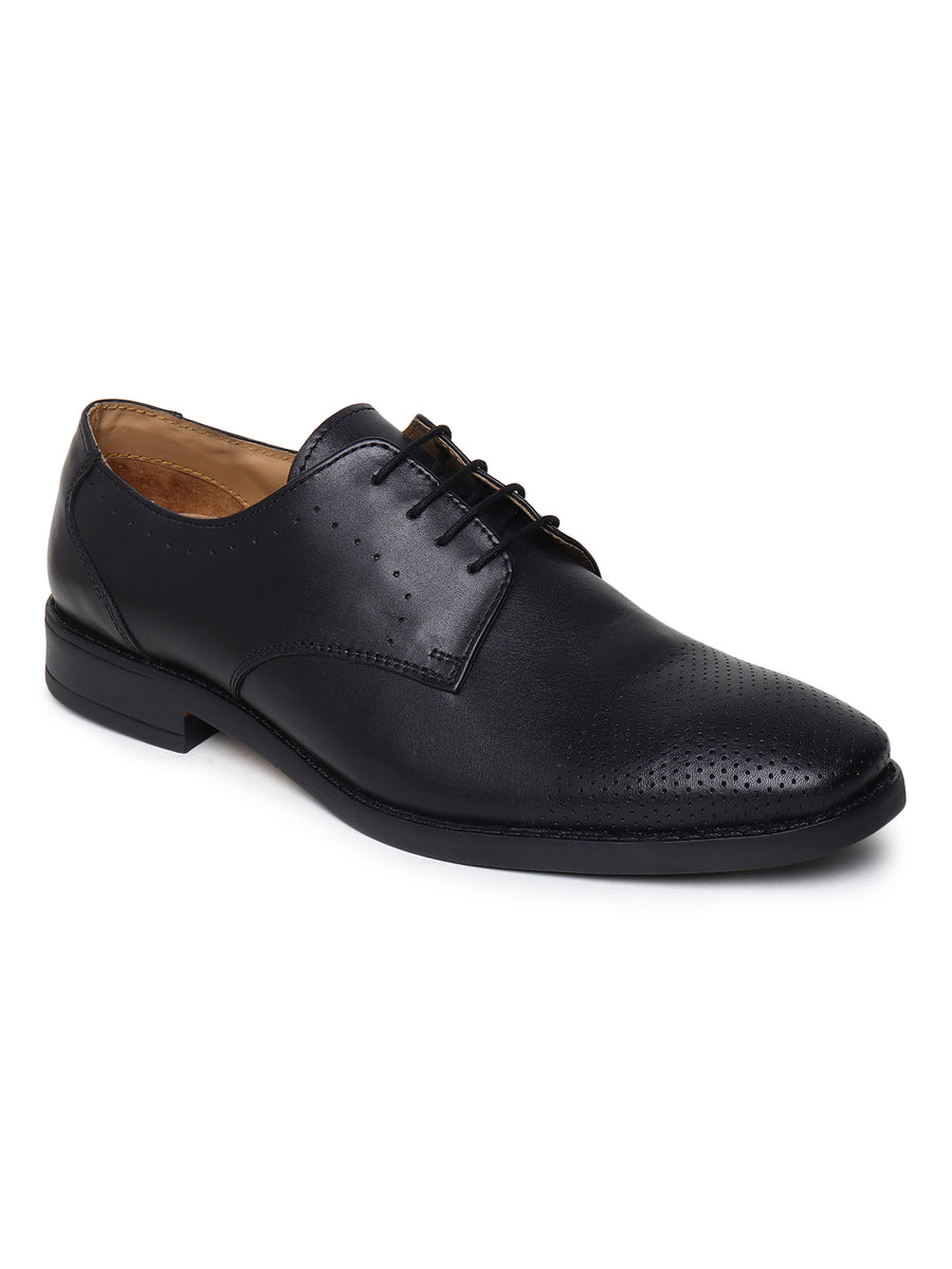 Teakwood Genuine Leather Black Derby Formal Shoes Teakwood Leathers 0617