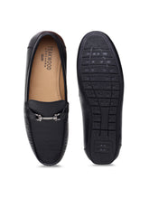 Load image into Gallery viewer, Men Texture Genuine Leather Black Loafers