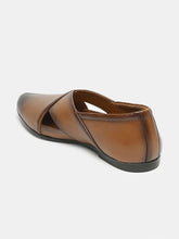 Load image into Gallery viewer, Men Brown Solid Leather Mojaris with Cut Outs