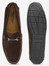 Load image into Gallery viewer, Men Brown Solid Suede Casual Loafers