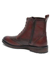 Load image into Gallery viewer, Teakwood Leather Men Solid Tan Brogues Mid-Top Boots