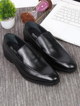 Load image into Gallery viewer, Men Black Solid Leather Formal Slip-On