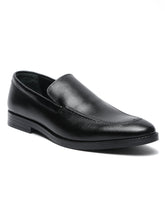 Load image into Gallery viewer, Men Black Solid Leather Formal Slip-On