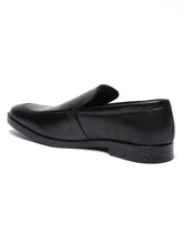 Load image into Gallery viewer, Men Black Solid Leather Formal Slip-On