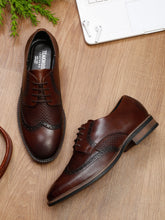 Load image into Gallery viewer, Men Brown Solid Genuine Leather Formal Brogues