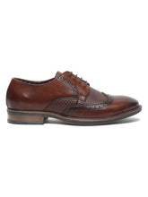 Load image into Gallery viewer, Men Brown Solid Genuine Leather Formal Brogues