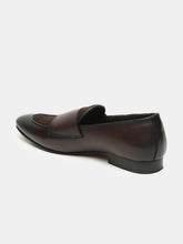 Load image into Gallery viewer, Men Brown Solid Leather Round Toe Formal Monks