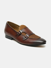 Load image into Gallery viewer, Men Brown Solid Leather Round Toe Formal Monks