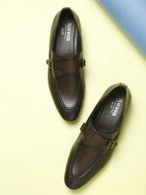 Load image into Gallery viewer, Men Brown Solid Leather Round Toe Formal Monks