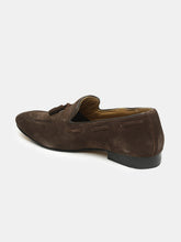 Load image into Gallery viewer, Men Brown Solid Suede Formal Slip-Ons