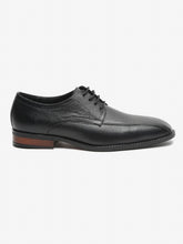 Load image into Gallery viewer, Men Black Solid Genuine Leather Formal Derbys