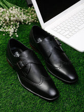 Load image into Gallery viewer, Men Black Solid Genuine Leather Formal Monks
