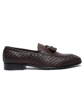 Load image into Gallery viewer, Teakwood Leather Men Brown Basket Weave Loafers