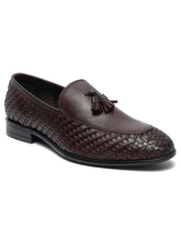 Load image into Gallery viewer, Teakwood Leather Men Brown Basket Weave Loafers