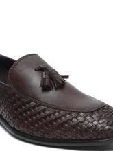 Load image into Gallery viewer, Teakwood Leather Men Brown Basket Weave Loafers