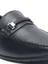 Load image into Gallery viewer, Men Black Solid Leather Formal Slip-On