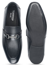 Load image into Gallery viewer, Men Black Solid Leather Formal Slip-On